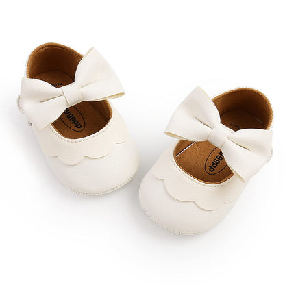 Baby Girls Mary Jane Flats with Bowknot Flowers Soft Newborn Infant First Walkers Crib Shoes Wedding Party Christmas Dress Shoes