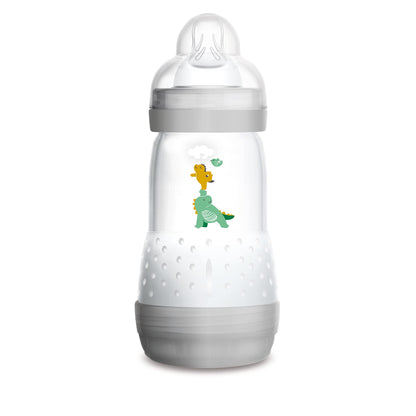 MAM 9oz Easy Start Anti-Colic Baby Bottles, Medium Flow, Breastfeeding-Like Silicone Nipple Bottle, Reduces Colic, Gas, & Reflux, Easy-to-Clean, BPA-Free, Colors May Vary
