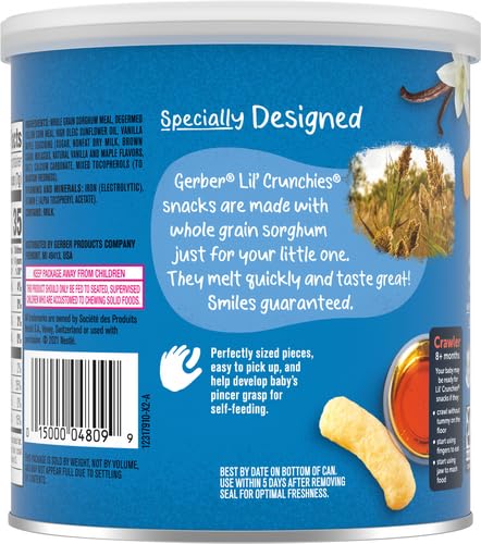 Gerber Lil' Crunchies, Cheddar and Veggie Dip, 1.48 Ounce, 4 Count