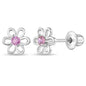 925 Sterling Silver CZ Flower Earrings - Hypoallergenic Screw Back Earrings for Girls & Toddlers - Lightweight, 7mm Flower Design