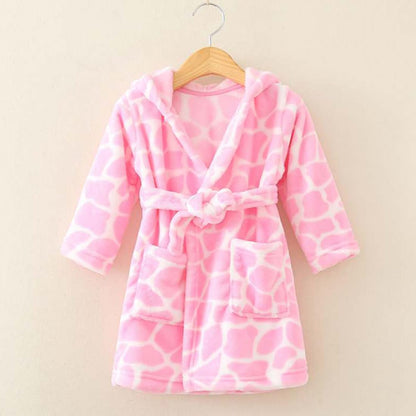 YOLIA Boys Girls Robes Kids Hooded Sleepwear Soft Fleece Bathrobes Cute Housecoat Gowns