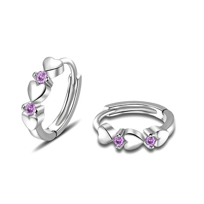 CiNily 14K White Gold Plated Small Hoop Earrings for Women Girls Heart Cubic Zirconia Hypoallergenic Earrings