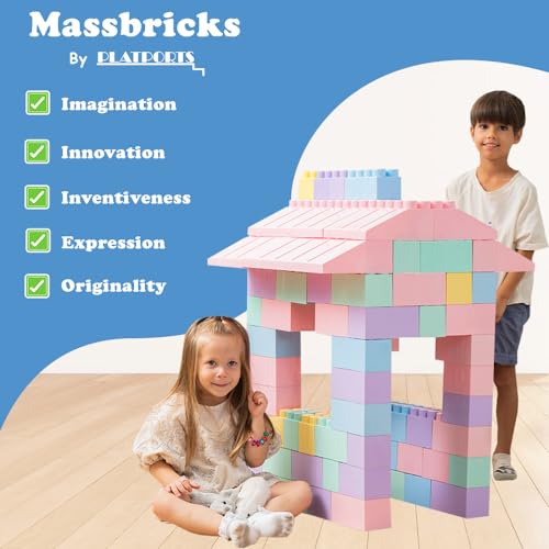 Giant Plastic Blocks Jumbo, Big Blocks, Jumbo Blocks, Big Building Blocks Jumbo, Giant Blocks, Huge Blocks, Jumbo Building Blocks, 86 Pieces Large Blocks for Kids Ages 1 to 8 86 pcs blocks with wheels