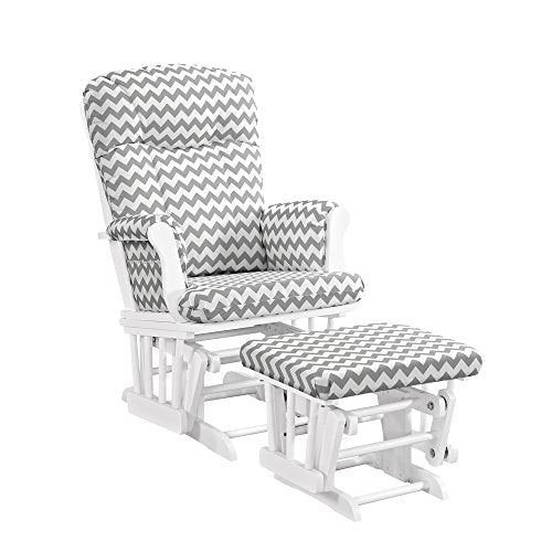 Angel Line Monterey Glider & Ottoman, Grey Finish - Grey Cushion