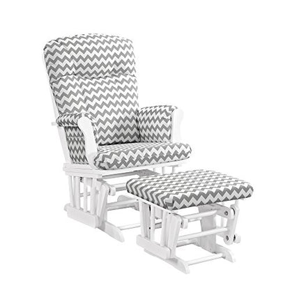 Angel Line Monterey Glider & Ottoman, Grey Finish - Grey Cushion