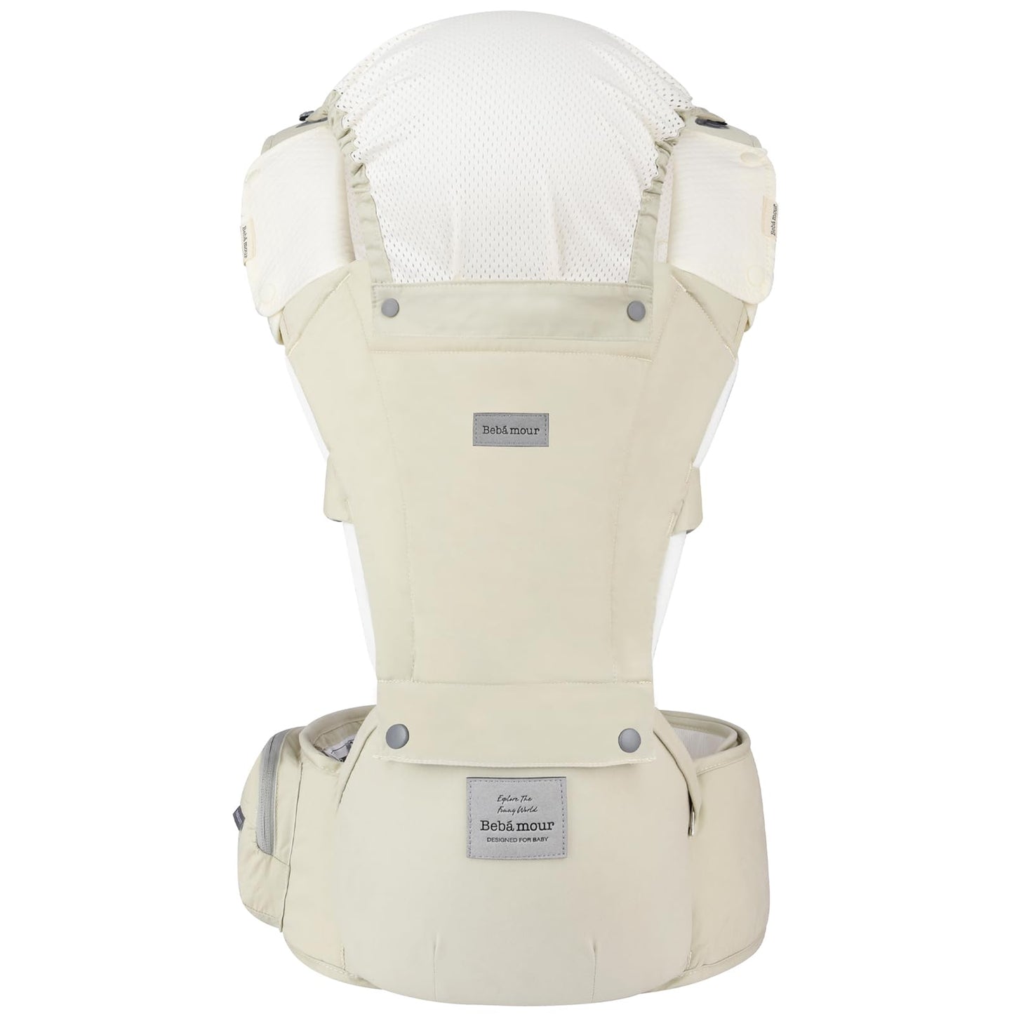 Bebamour Baby Carrier Newborn to Toddler-2 in 1 Hip Seat & Carrier Front and Back Carry with Head Hood & 3 Pieces Teething Pads& Waist Extenders & Storage Bag 0-36 Months (Green)