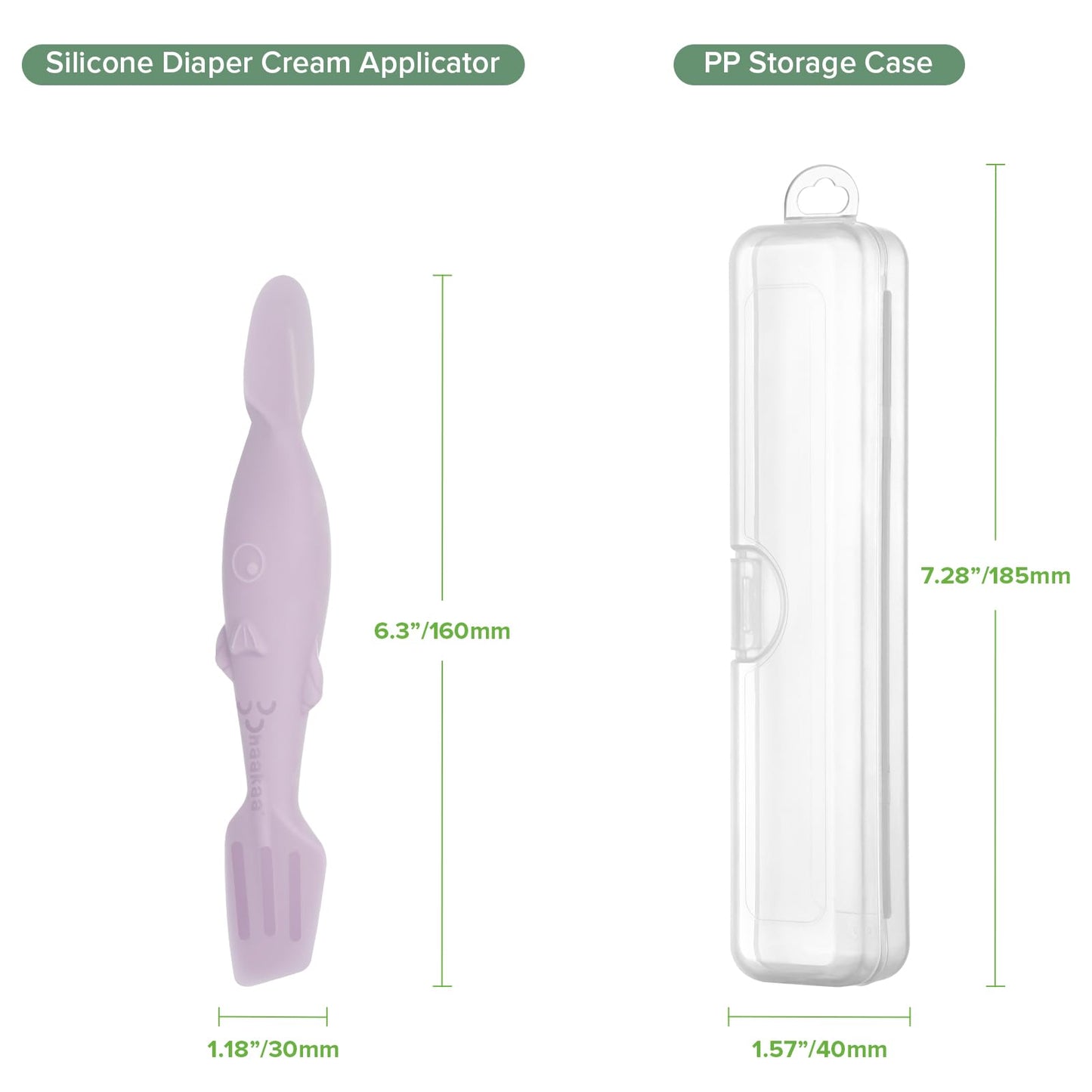 haakaa Baby Diaper Cream Spatula, NoMess Dual-Ended Silicone Diaper Rash Cream Applicator with Hygienic Case, Butt Spatula for Baby