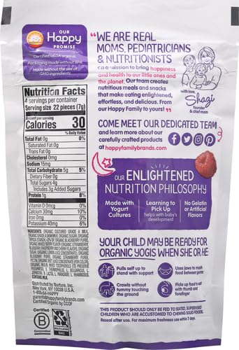 Happy Baby Organics Yogis Freeze-Dried Yogurt & Fruit Snacks, Variety Pack, 1 Ounce (Pack of 6)