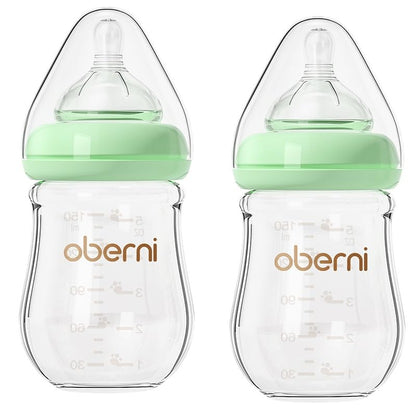 Glass Baby Bottles,Anti Colic Breastfeeding Bottle with Natural Response Nipple Size S,Wide Neck Slow Flow Baby Bottle for Baby,Newborn,Preemie 0-3 0-6 Month,BPA Free (Pink, 1 Pack, 5 Ounce)
