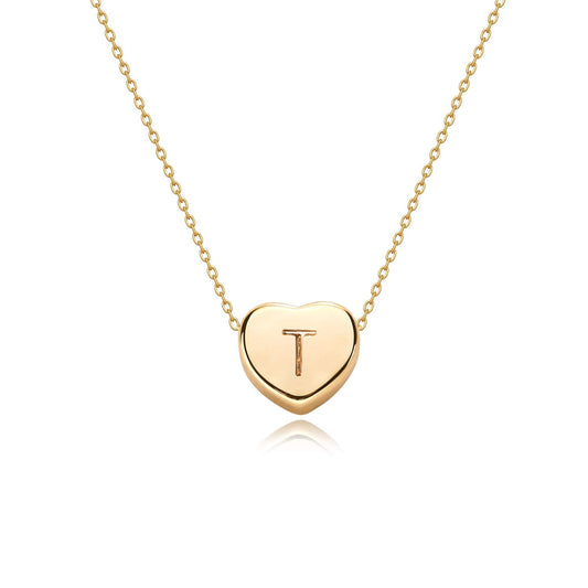 Tiny Gold Initial Heart Necklace-14K Gold Plated Handmade Dainty Letter Heart Necklace for Women Necklace Jewelry