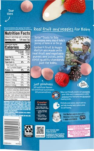 Gerber Snacks for Baby Fruit & Veggie Melts, 1 Oz