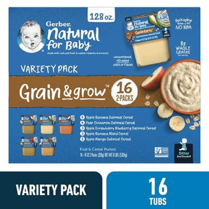 Gerber Stage 2 Baby Food, Super Blends Puree Tubs, No Added Colors or Flavors, Baby Puree, Variety 32-Pack