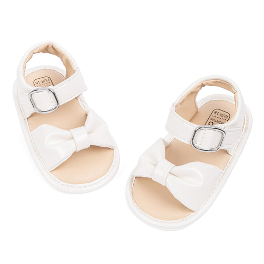 Oamico Baby Girl Sandals Infant Soft Anti-Slip Rubber Sole Casual Beach Sandals Newborn Bowknot Outdoor First Walker Summer Shoes for Baby Girls Flat Sandal