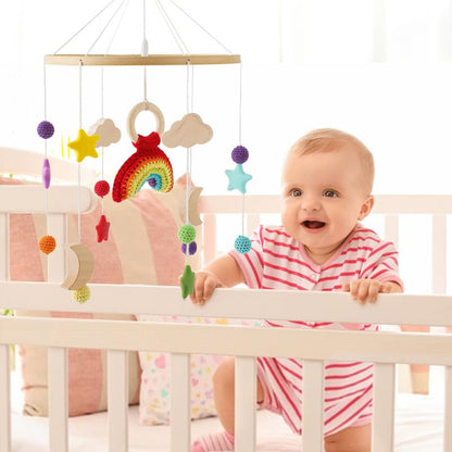 Wooden Crib Mobile Arm | Baby Crib Mobile Arm Wooden Holder | Rotatable Adjustable Anti Slip Attachment Clamp for Sturdy Mobile Hanger (Curved Arm)