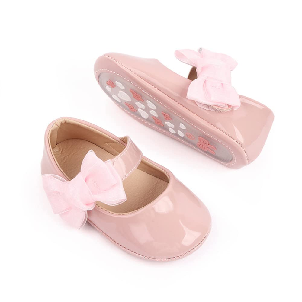 HsdsBebe Infant Baby Girls Mary Jane Flats Bow Non-Slip Soft Sole Princess Toddler First Walkers Sneaker Wedding Dress Shoes