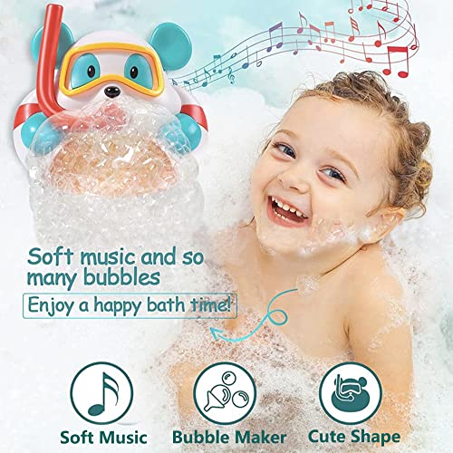 Bear Bubble Maker for Bath, Foam Blower Bubbling Making Machine, Nursery Rhyme Musical Bathtub Toy for Baby Kids Happy Bath