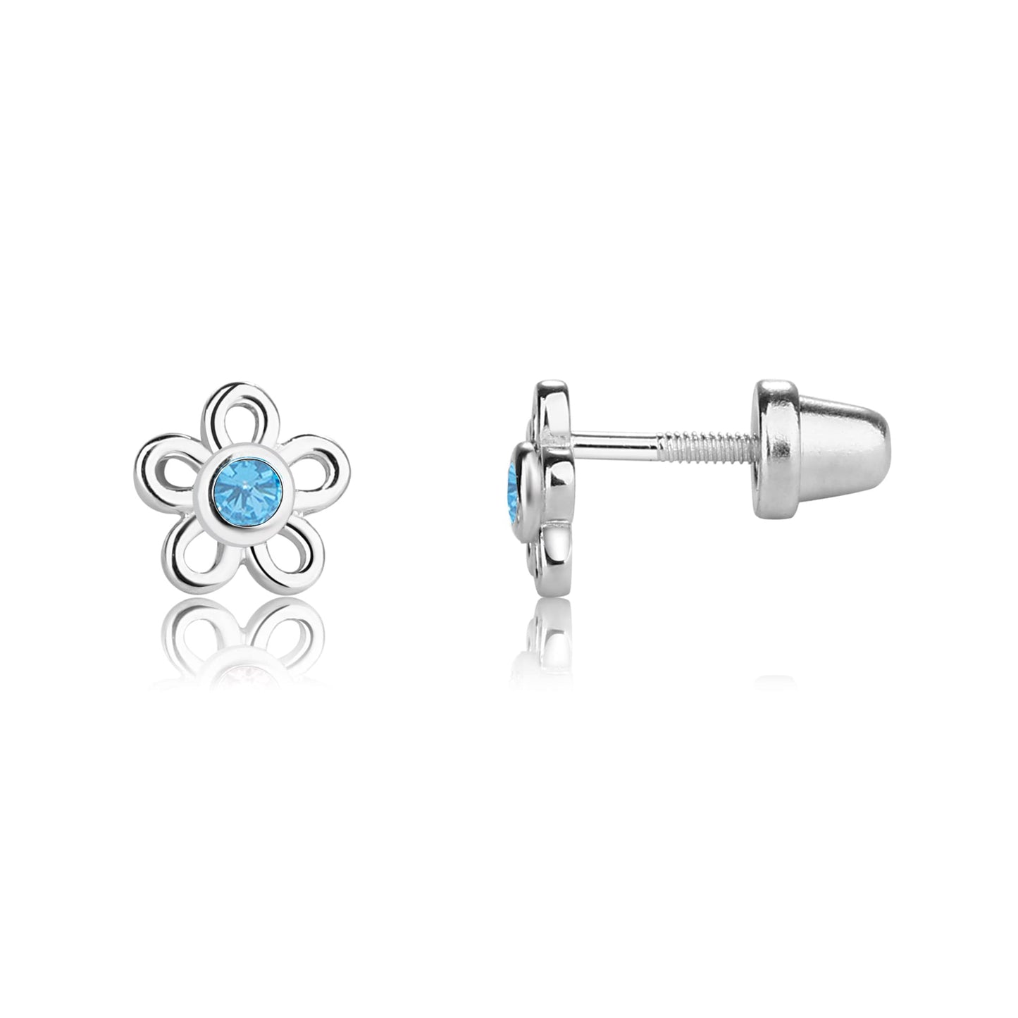 Cherished Moments Girls' Sterling Silver CZ Simulated Birthstone Daisy Earrings with Screw Back (6mm)