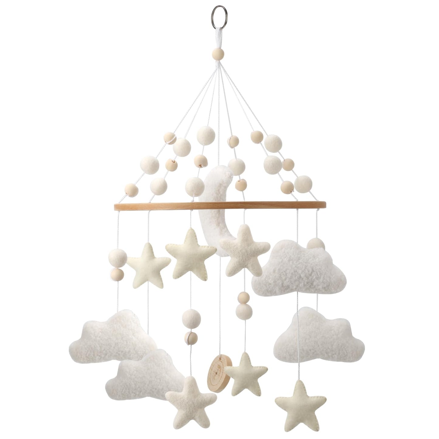 Rainbow Mobile for Crib - A Gender Neutral Boho Mobile for Crib with Gold Stars and Clouds