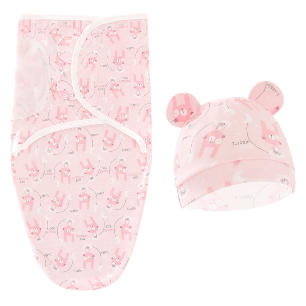 Baby Swaddle Sleep Sack with Hat Set for 0-3 months 3-Pack Soft Cotton Newborn Wearable Swaddle Wrap for Girls Boys