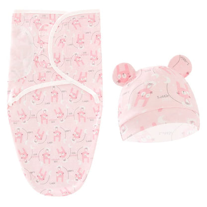 Baby Swaddle Sleep Sack with Hat Set for 0-3 months 3-Pack Soft Cotton Newborn Wearable Swaddle Wrap for Girls Boys
