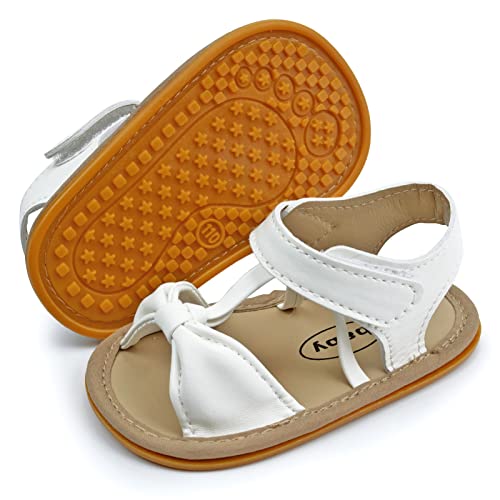 GAISUMMI Baby Girls Sandals Summer Bowknot Infant Crib Shoes Toddler Pu Leather Soft Rubber Sole First Walkers