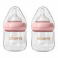 Glass Baby Bottles,Anti Colic Breastfeeding Bottle with Natural Response Nipple Size S,Wide Neck Slow Flow Baby Bottle for Baby,Newborn,Preemie 0-3 0-6 Month,BPA Free (Pink, 2 Pack, 4 Ounce)