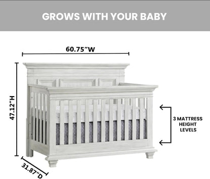 Oxford Baby Weston 4-in-1 Convertible Baby Crib, Dusk Gray, GreenGuard Gold Certified