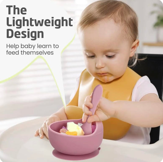 Silicone set of dishes and cutlery for kids. Plate, spoon, fork. Color: beige, gray, green. Size 4,5 x 4,5 in (GREEN)