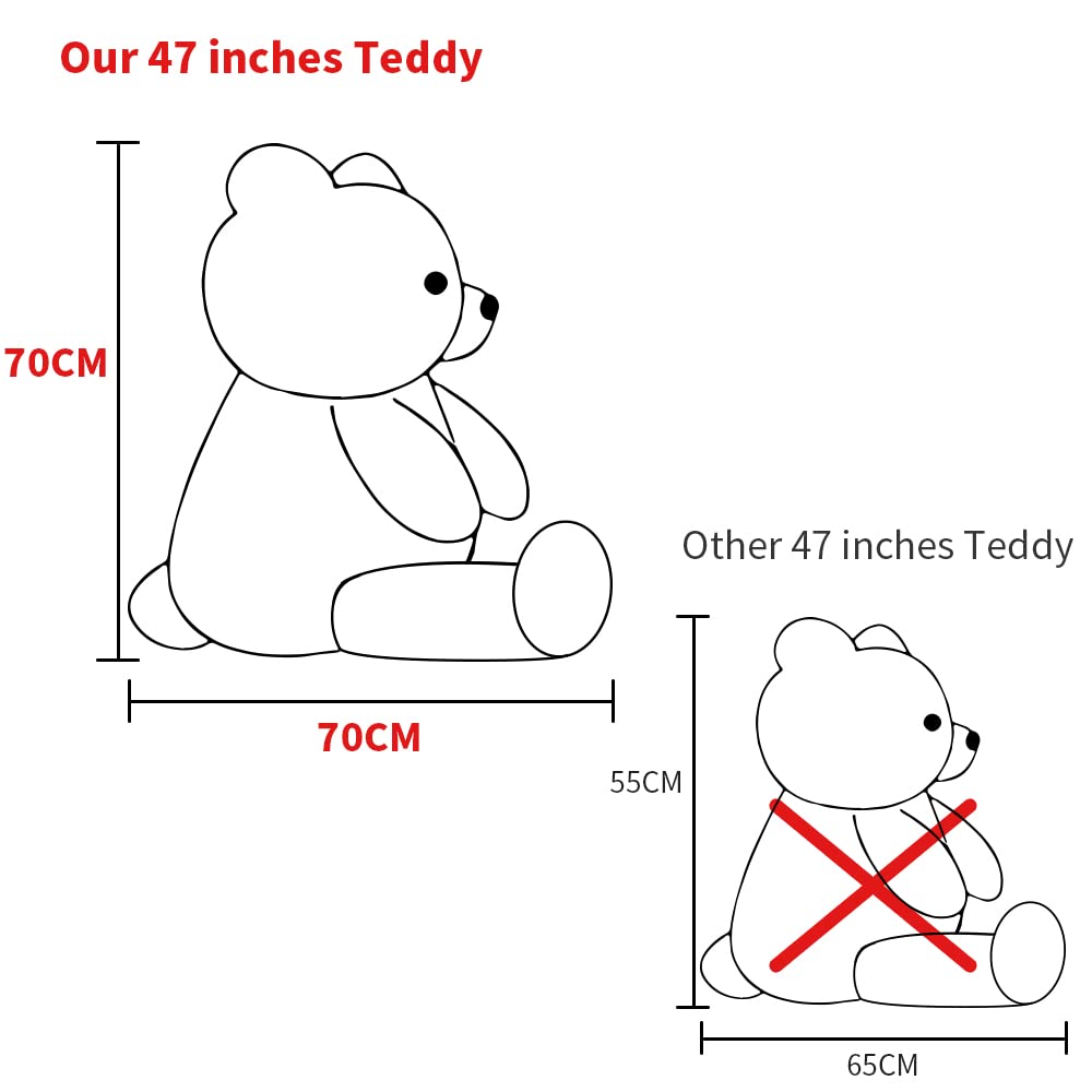 MaoGoLan Giant Big Teddy Bear 4 Feet 47 inch Life Size Tan Plush Bear Brown Stuffed Animal for Children Boyfriend