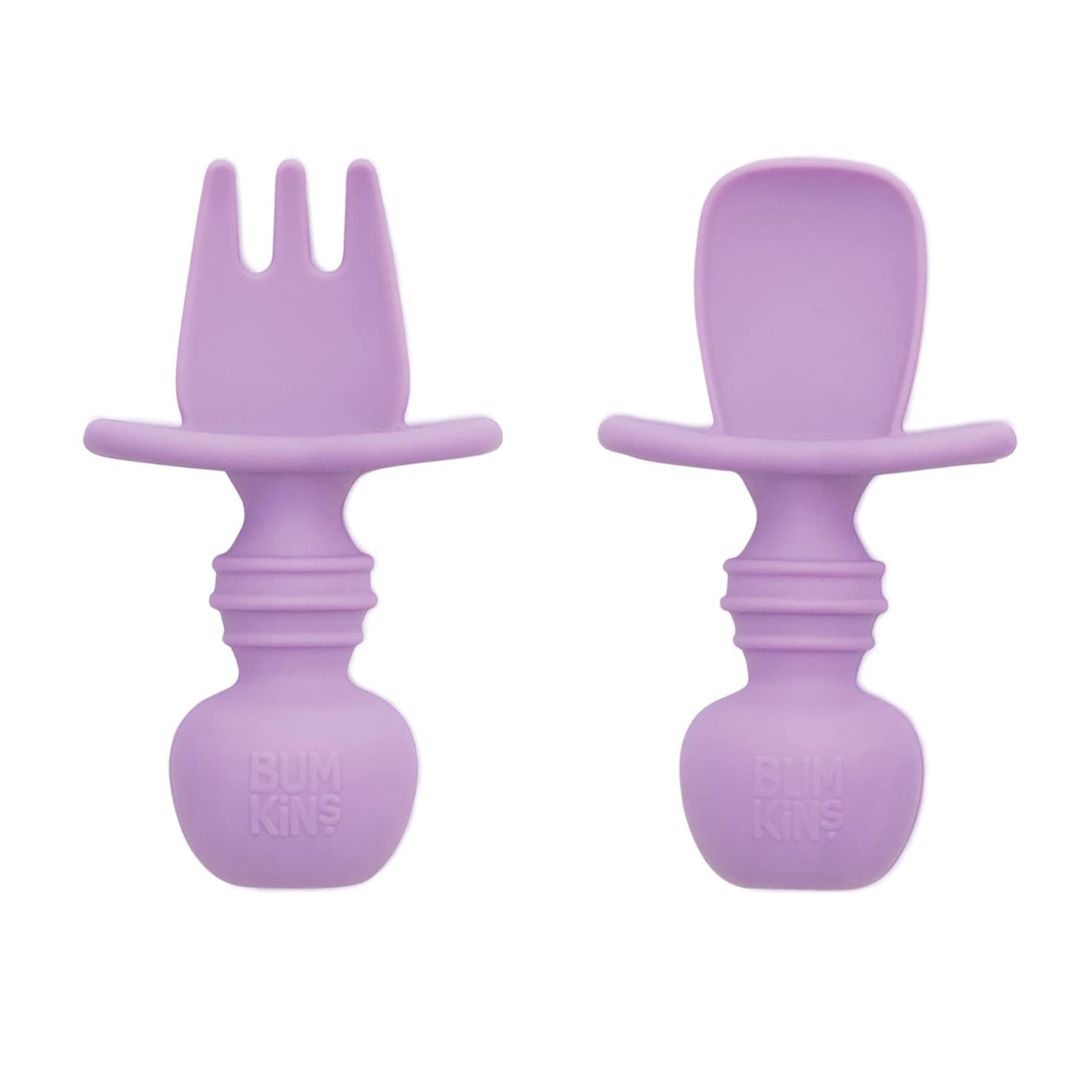 Bumkins Disney Baby Utensils Set, Chewtensils Silicone Spoons for Dipping, Self-Feeding, Baby Led Weaning, Trainer Learning, First Stage Eating, Soft Fork and Spoon, Babies 6 Months, Minnie Mouse