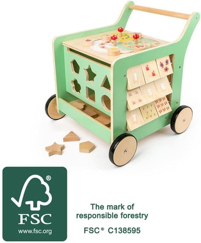 Wooden Toys Premium Pastel Wooden Baby Walker and playcenter Move it! Designed for Toddlers 12+ Months, Multi (10947)