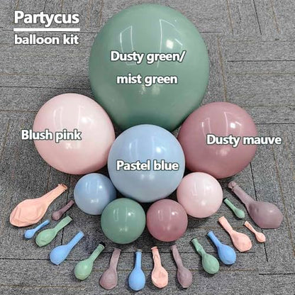 Pink Blue Green Balloon Garland Double Stuffed Dusty Light Green Baby Blue Blush Mauve Latex Pastel Balloon Arch Kit for Boho Baby Shower Gender Reveal Bear Birthday Floral Party Decoration