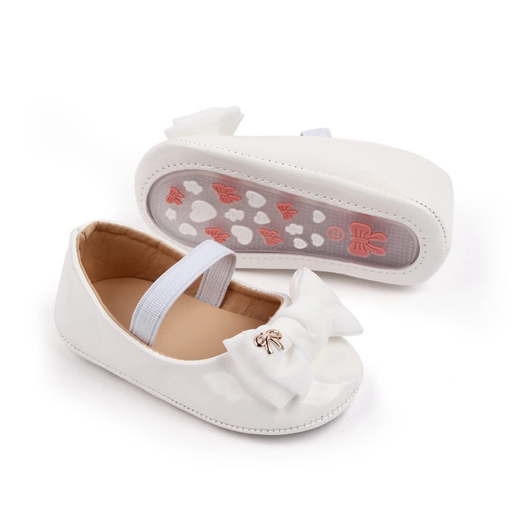 HsdsBebe Infant Baby Girls Mary Jane Flats Bow Non-Slip Soft Sole Princess Toddler First Walkers Sneaker Wedding Dress Shoes