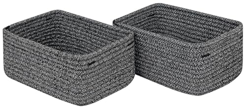 CubesLand Off White Small Storage Baskets for Shelves, Closet Organization Storage Bins Empty Gift Basket Baby Nursery Woven Baskets for Organizing, Rectangular Clothes Closet Shelves Baskets 3 Packs