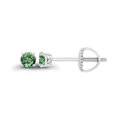 14K Gold Plated 925 Sterling Silver Hypoallergenic 3mm Round Genuine Birthstone Solitaire Screwback Stud Earrings