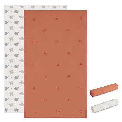 Vegan Leather Baby Changing Mat - Wipeable Portable Changing Pad, Foldable Travel Changing Mat for Baby, Newborns Toddlers Shower Gifts (Flower,20"*28")