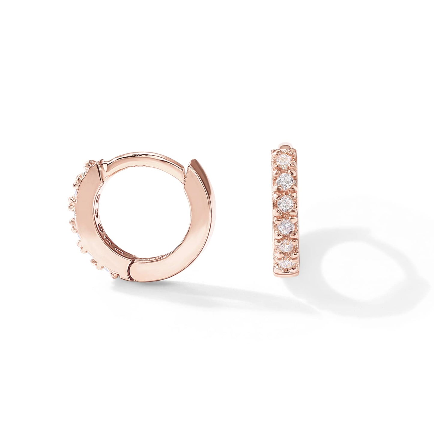 PAVOI 14K Gold Plated Sterling Silver Posts Cubic Zirconia Mini Huggie Earrings for Women | Tiny Cartilage Helix Huggie Hoop Earrings