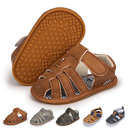 Meckior Baby Infant Boy Girl Sandals Newborn Non-Slip Soft Rubber Sole Sandals for Baby Boys Open-Toe Outdoor Casual Summer First Walkers Shoes