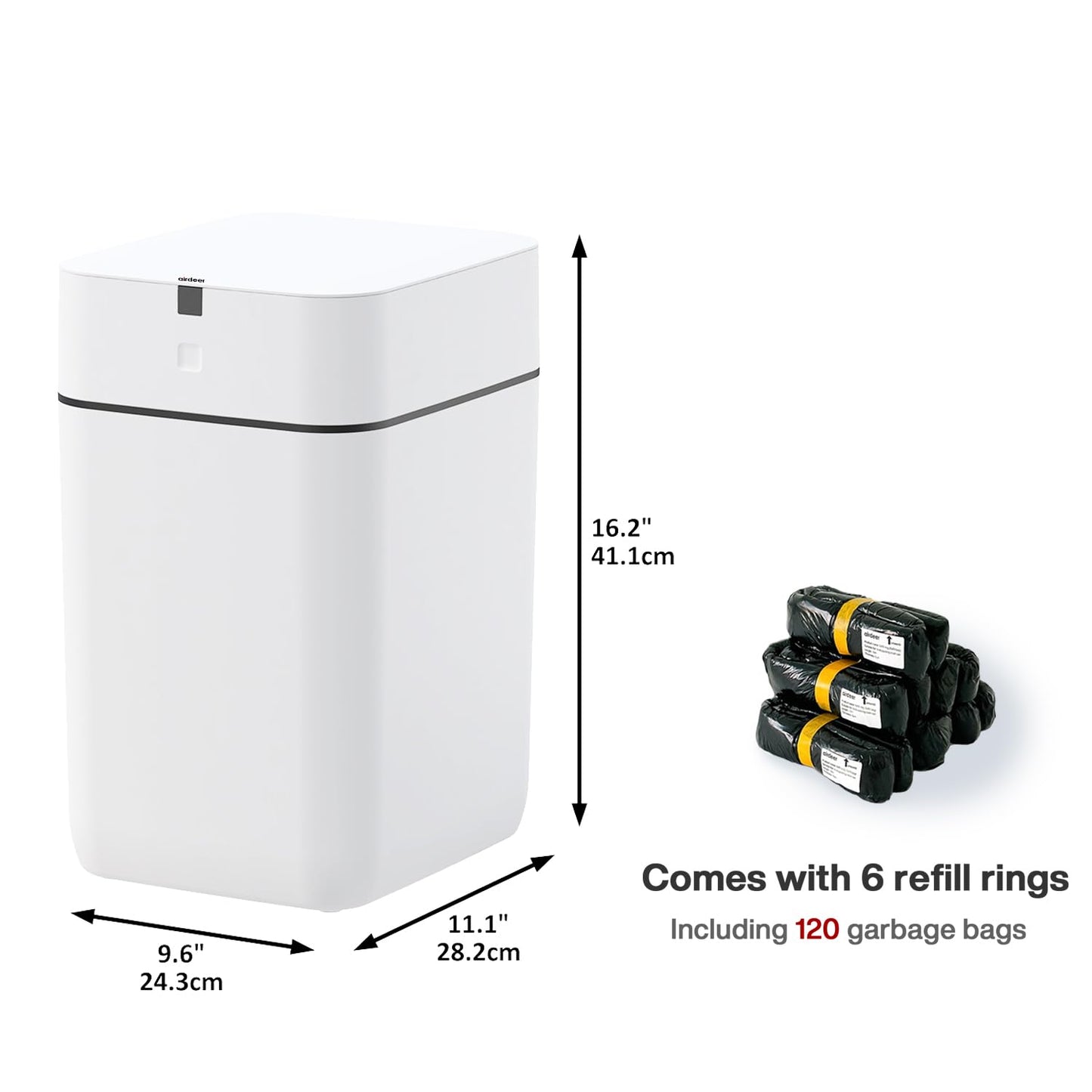 Automatic Trash Can, 4 Gallon Self Sealing and Self-Changing Smart Trash Can, Motion Sensor, Touchless Garbage can with lid for Kitchen Bathroom Office, 6 Refill Rings(A1, Golden line)