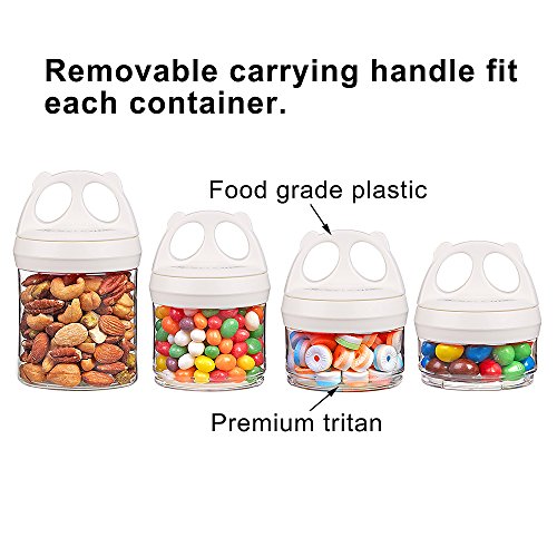 SELEWARE Portable Stackable Food Storage Containers for Snacks Formula Powder and Drinks Twist Lock System Airtight Leak-proof BPA and Phthalate Free 4 Piece Jars 31oz Blue