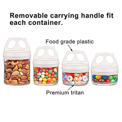 SELEWARE Portable Stackable Food Storage Containers for Snacks Formula Powder and Drinks Twist Lock System Airtight Leak-proof BPA and Phthalate Free 4 Piece Jars 31oz Blue