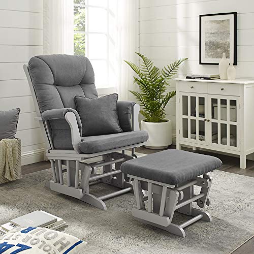 Angel Line Monterey Glider & Ottoman, Grey Finish - Grey Cushion