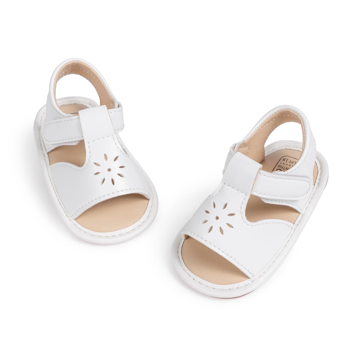 Meckior Baby Toddler Infant Girls PU Leather Soft Open Toe Summer Sandals Flower Princess Flat Shoes