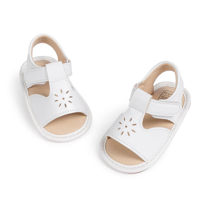 Meckior Baby Toddler Infant Girls PU Leather Soft Open Toe Summer Sandals Flower Princess Flat Shoes
