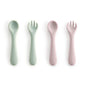 Bc Babycare Portable 4 Pack Baby & Toddler Self Feeding Fork and Spoon Set with Storage Case, BPA-Free Silicone Utensils for Boys and Girls, Safe & Easy to Carry, Blue & Pink