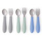 Elk and Friends Kids Silverware with Silicone Handle | Childrens Safe Flatware | Toddler Utensils | Baby Spoons + Forks | Stainless Steel Cutlery