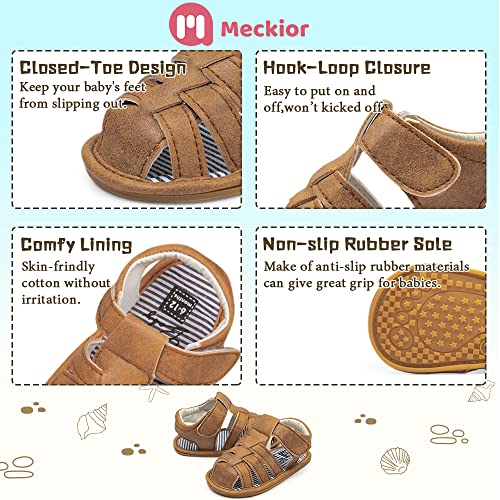 Meckior Baby Infant Boy Girl Sandals Newborn Non-Slip Soft Rubber Sole Sandals for Baby Boys Open-Toe Outdoor Casual Summer First Walkers Shoes