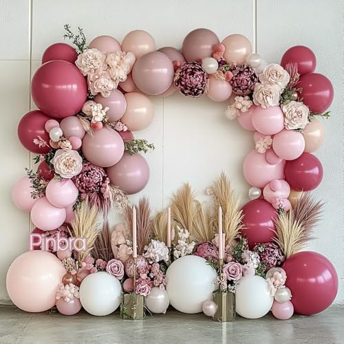 Dusty Blue Balloon Garland Double Stuffed Slate Pastel Blue White Sand Pearl Balloon Arch Kit for Baby Shower Birthday Bridal Shower Wedding Graduation Party Decorations