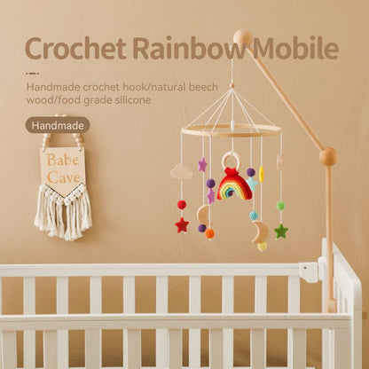 Wooden Crib Mobile Arm | Baby Crib Mobile Arm Wooden Holder | Rotatable Adjustable Anti Slip Attachment Clamp for Sturdy Mobile Hanger (Curved Arm)