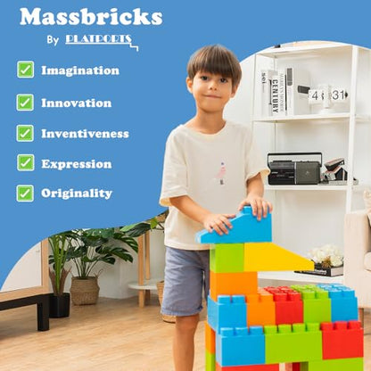 Giant Plastic Blocks Jumbo, Big Blocks, Jumbo Blocks, Big Building Blocks Jumbo, Giant Blocks, Huge Blocks, Jumbo Building Blocks, 86 Pieces Large Blocks for Kids Ages 1 to 8 86 pcs blocks with wheels